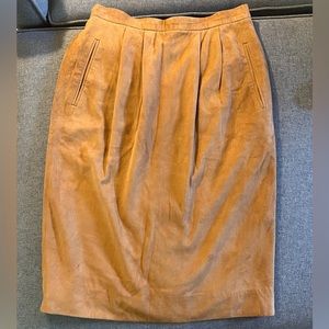 Vintage brown suede A-line midi skirt